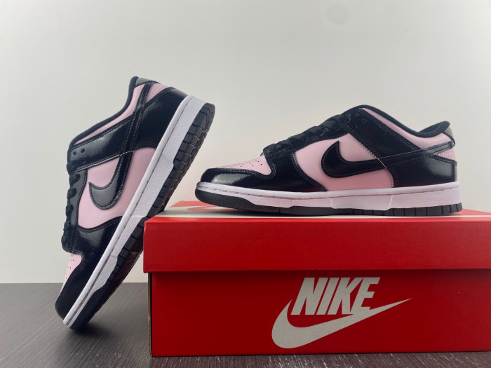 nike dunk low black patent pink dj9955-600