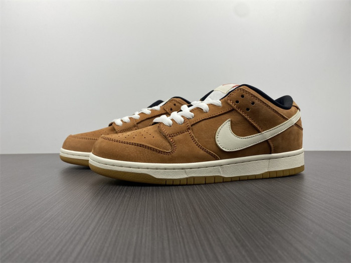 nike sb dunk low pro iso wheat brown white black dh1319-200