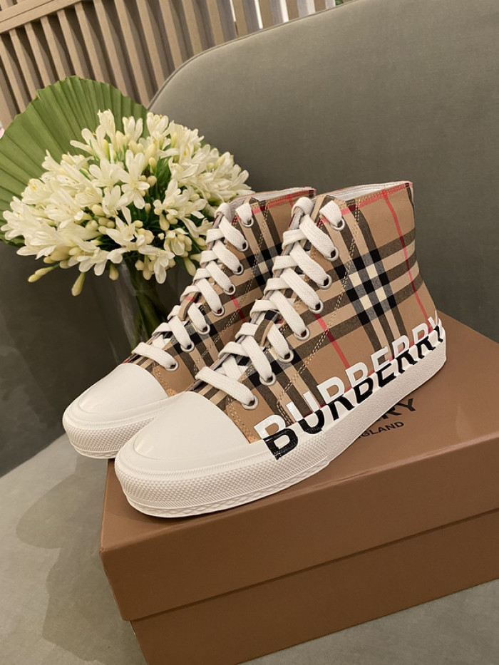 B**rry vintage check cotton high-top sneakers