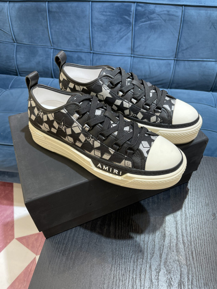 amiri* appliquéd leather and canvas sneakers