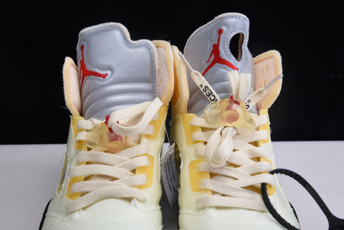 off white x air jordan 5 sail red dh8565-100
